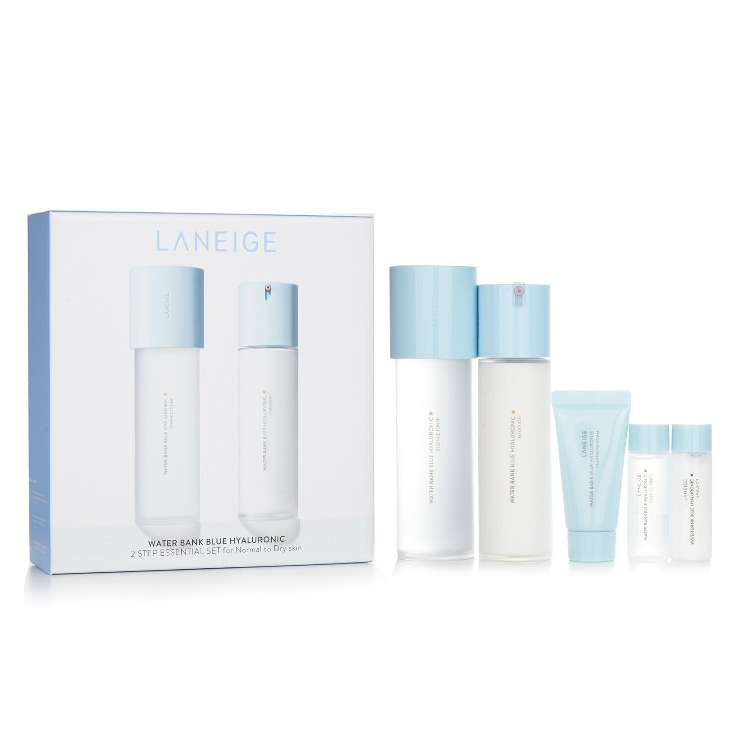 Blue Hyaluronic acid skincare kit for fine line reduction and skin elasticity