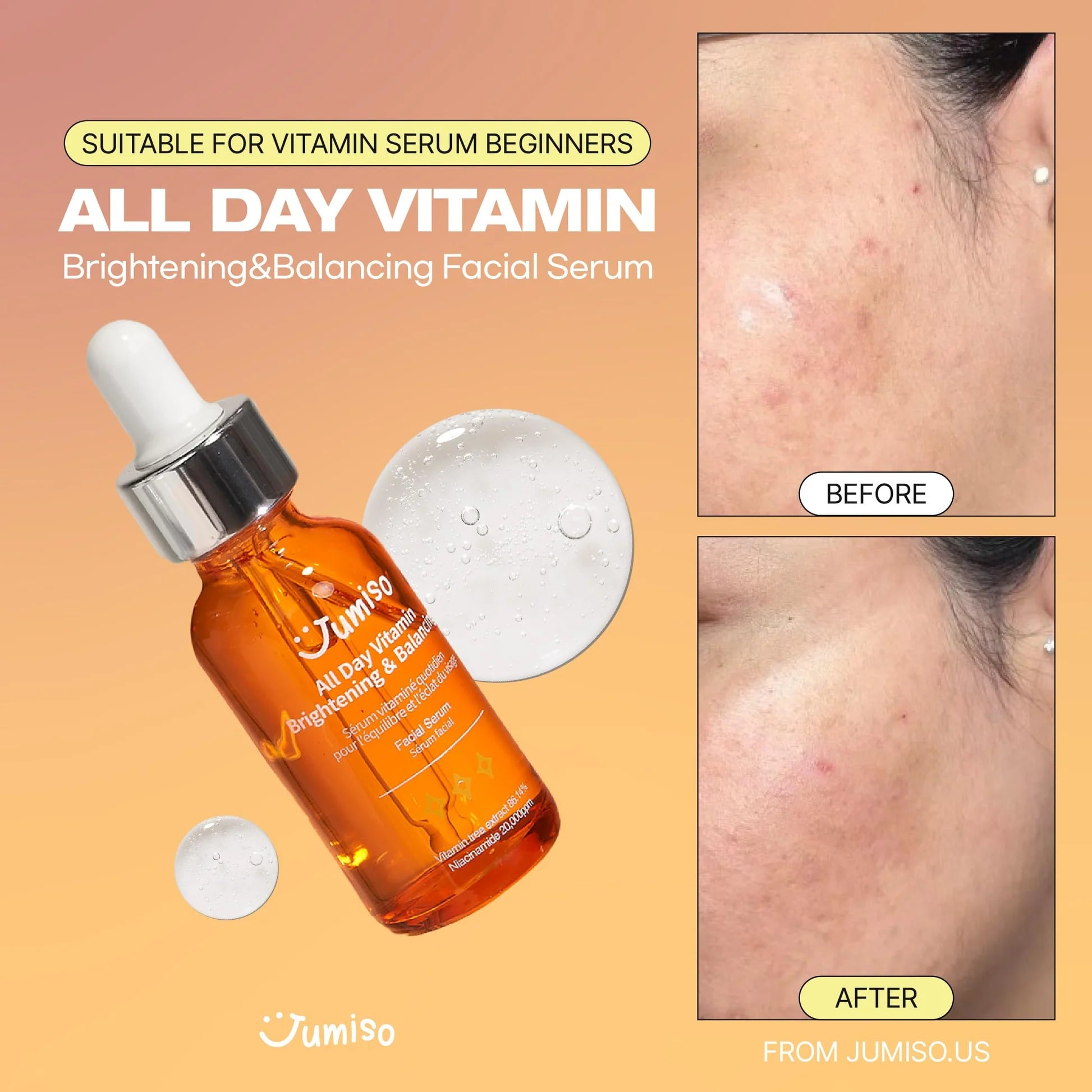 Experience the ultimate skincare indulgence with All Day Vitamin Brightening &amp; Balancing Facial Serum, a luxurious blend of potent ingredients that work harmoniously to restore vitality and luminosity